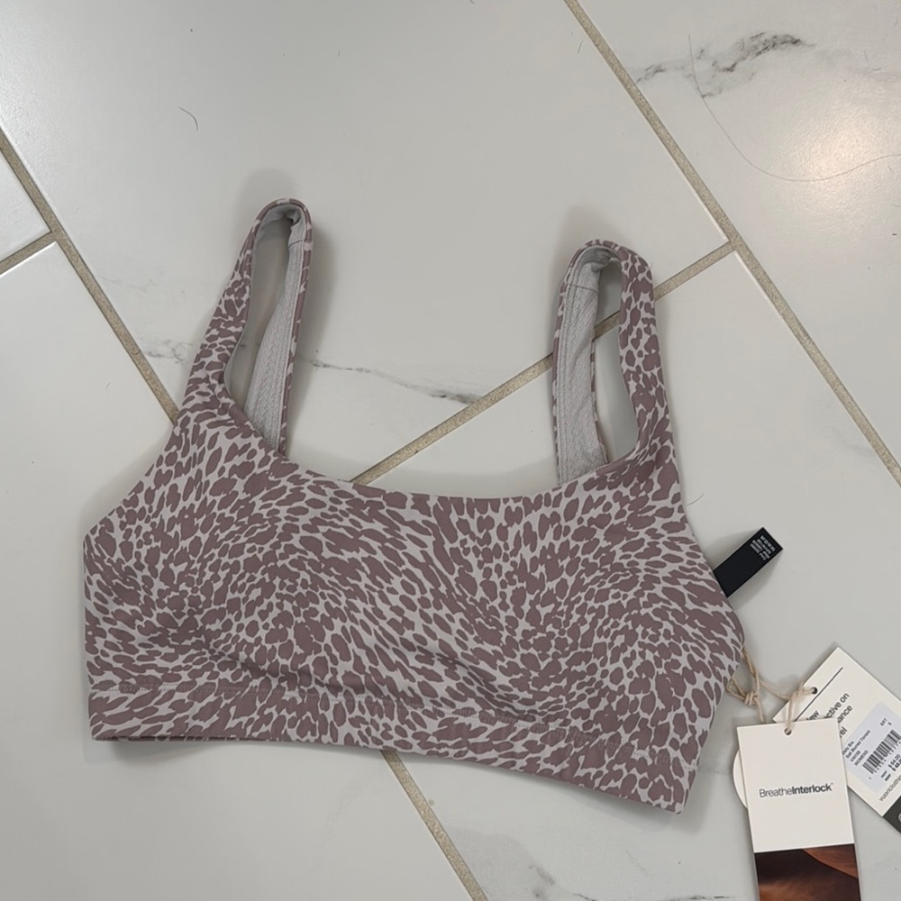 Vuori Mauve Leopard Print Sports Bra